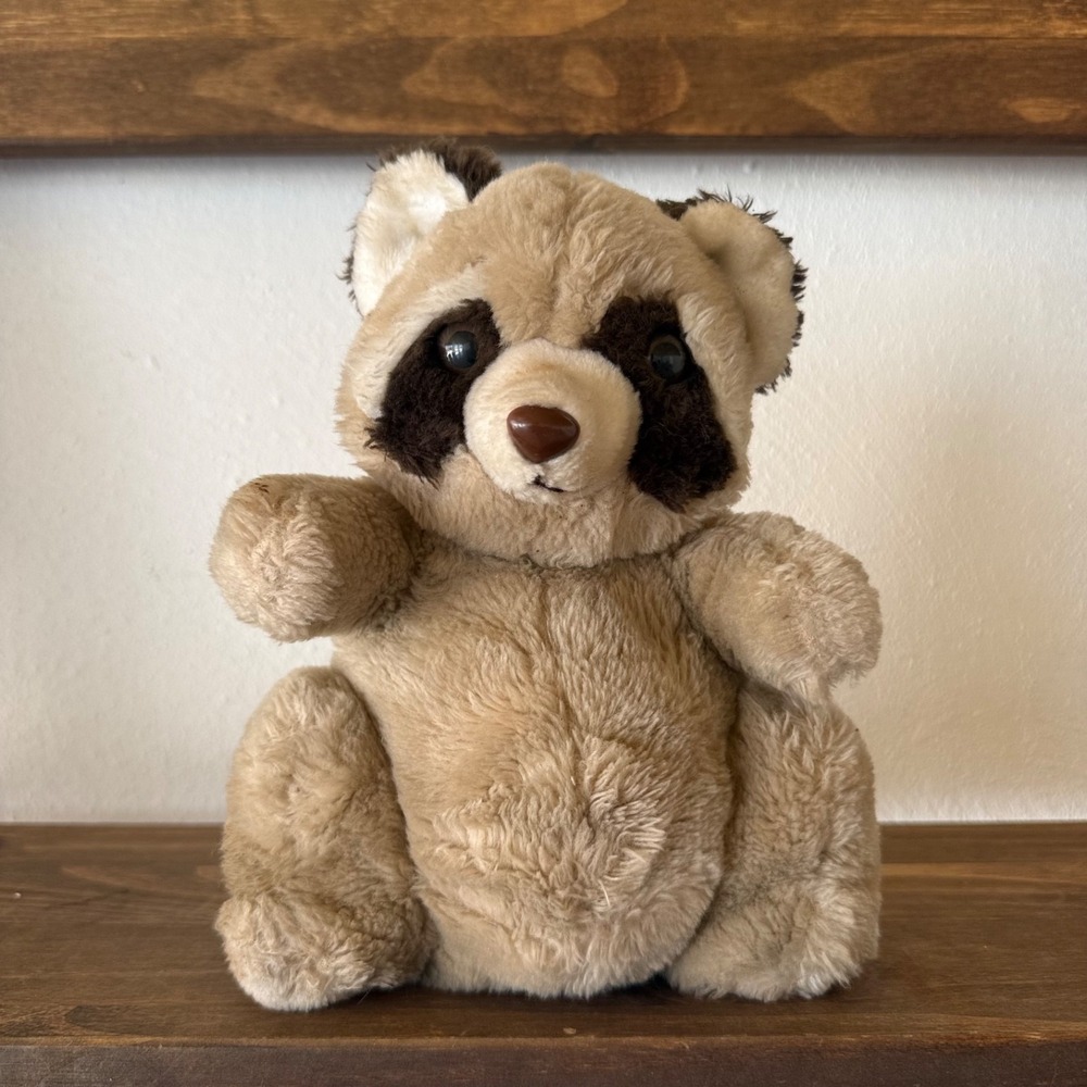 Vintage Daekor Pot Belly‎ Raccoon Plush Stuffed Animal 1980 Korea